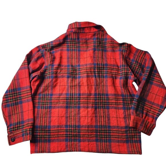 Vintage Pendleton Mens Medium Red Plaid Board Wool Button up Shacket Shirt - Picture 5 of 11